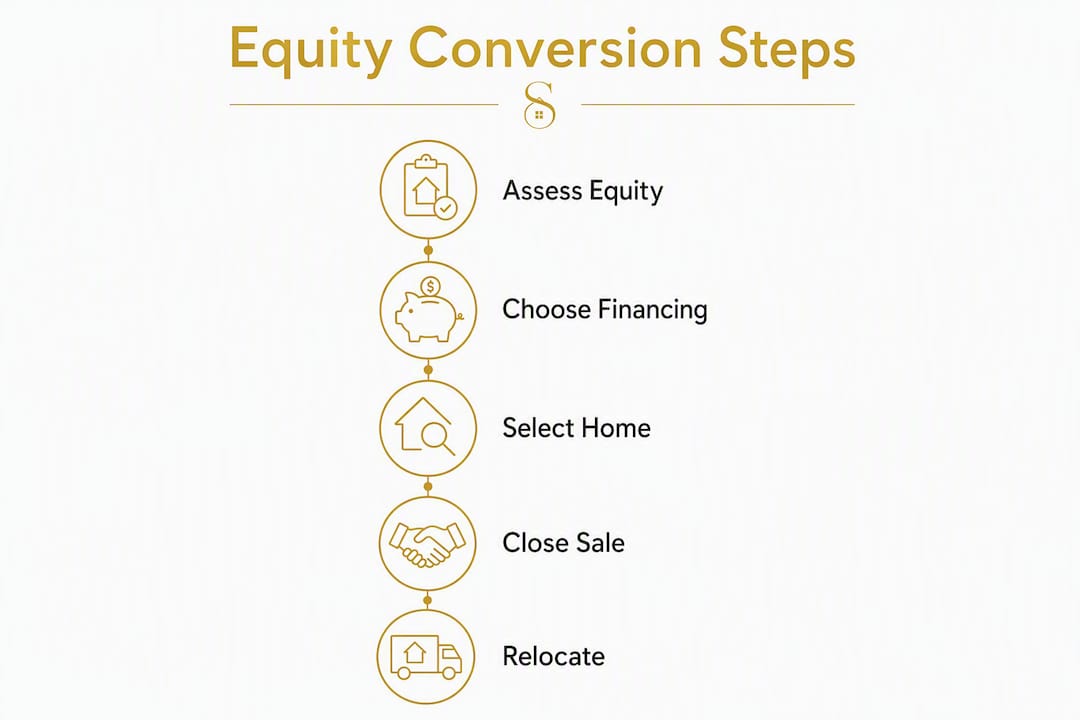 Infographic outlining equity conversion steps