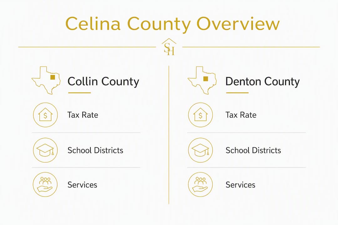 Infographic comparing Collin and Denton counties in Celina