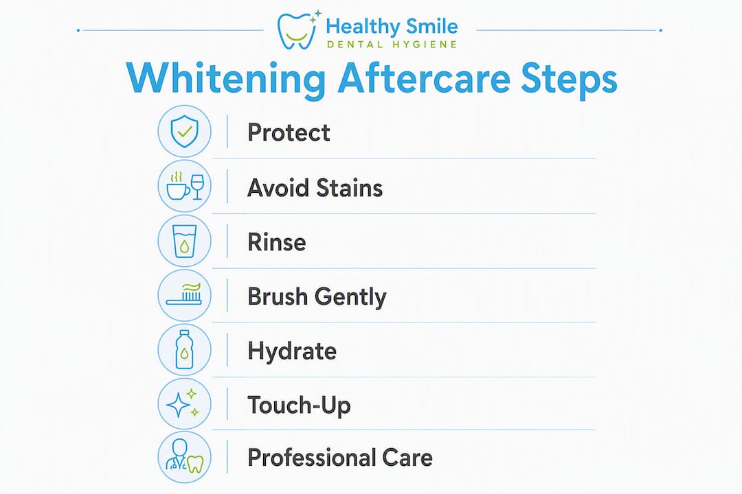 Infographic illustrating teeth whitening aftercare steps