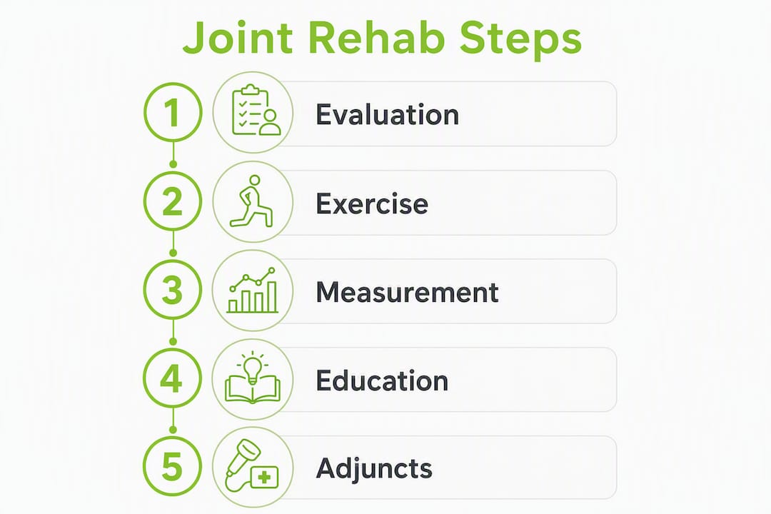 Infographic steps for joint rehab program