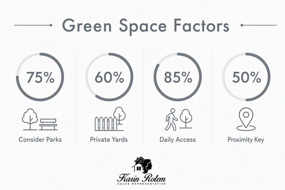 Infographic highlighting green space factors in family relocation