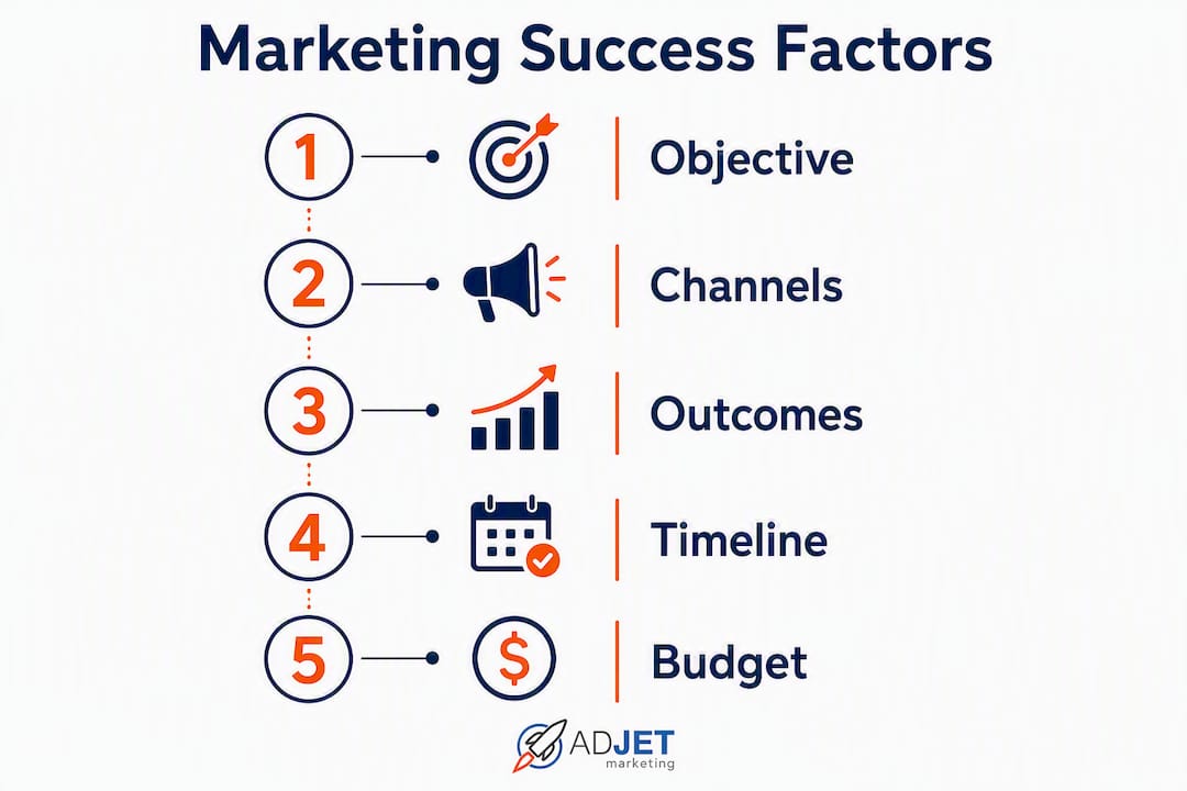 Infographic outlining key marketing success factors