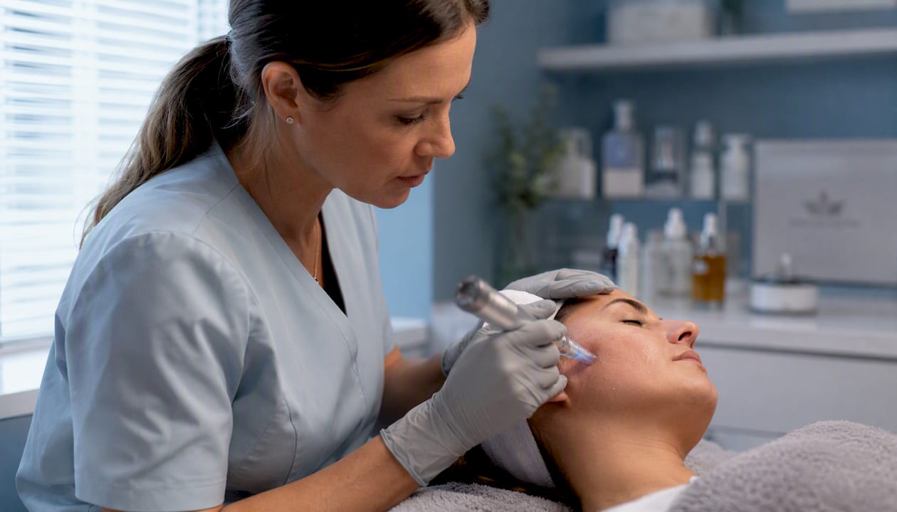 Microneedling procedure being administered