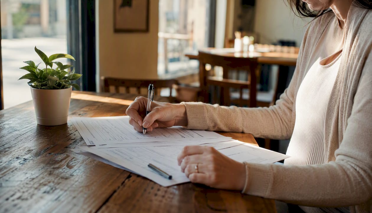 Patient completing ultrasound preparation paperwork