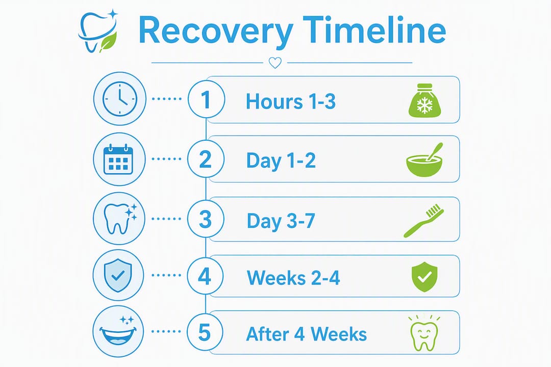 Infographic showing stages of tooth filling recovery timeline