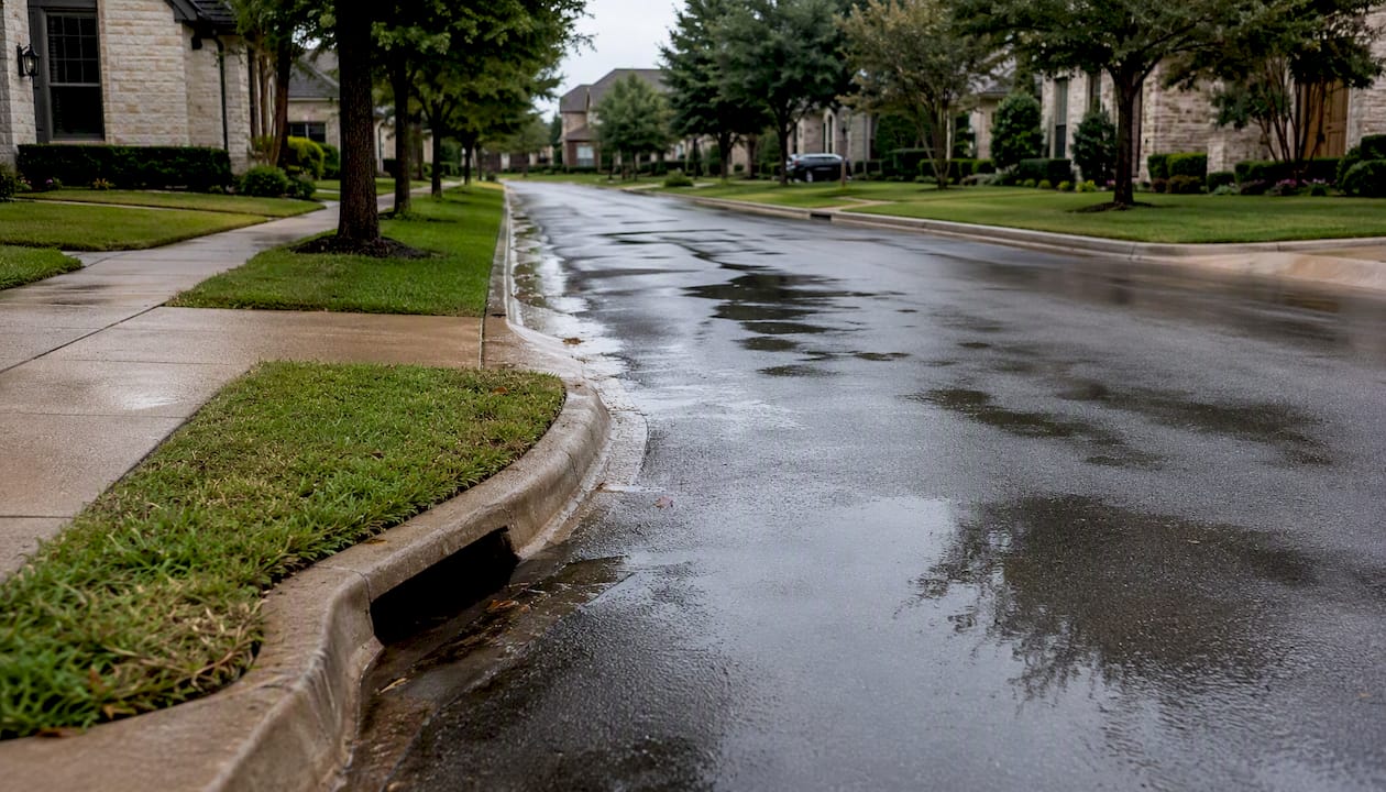 North Dallas neighborhood street drainage