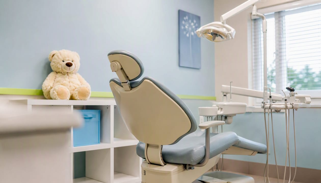 Soothing dental clinic chair with comfort toy
