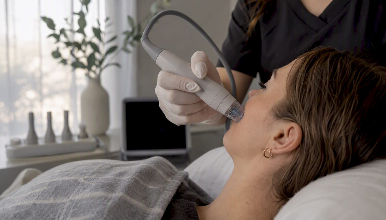 RF device applied to patient cheek