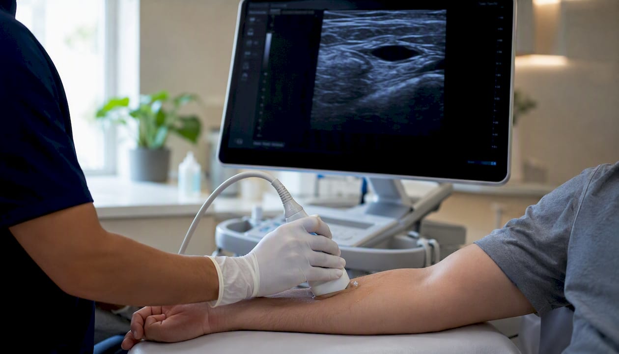 Ultrasound image of a partial tendon tear