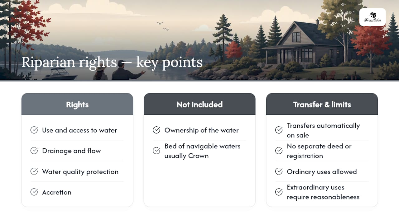 What are riparian rights in Ontario, legally speaking? — overview diagram
