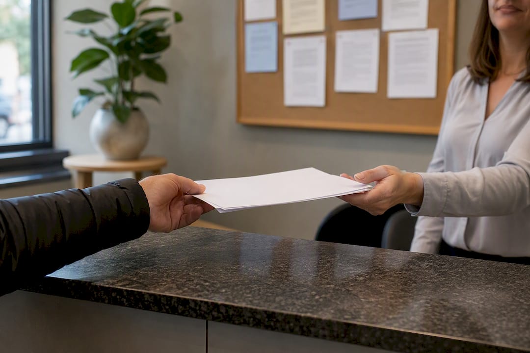 Land title office counter in British Columbia