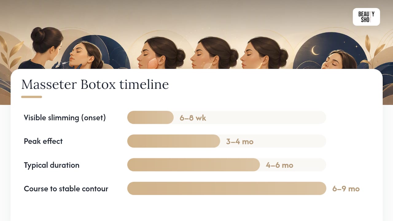 Diagram of masseter Botox dosing and timeline