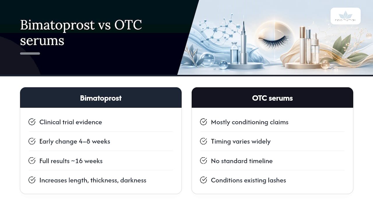 Diagram comparing eyelash treatment efficacy and effects