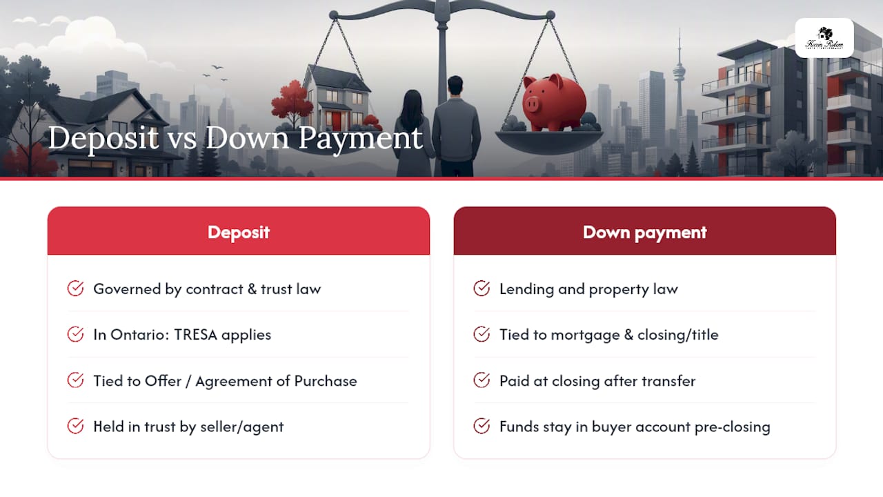 Deposits, down payments, and the law behind each — overview diagram
