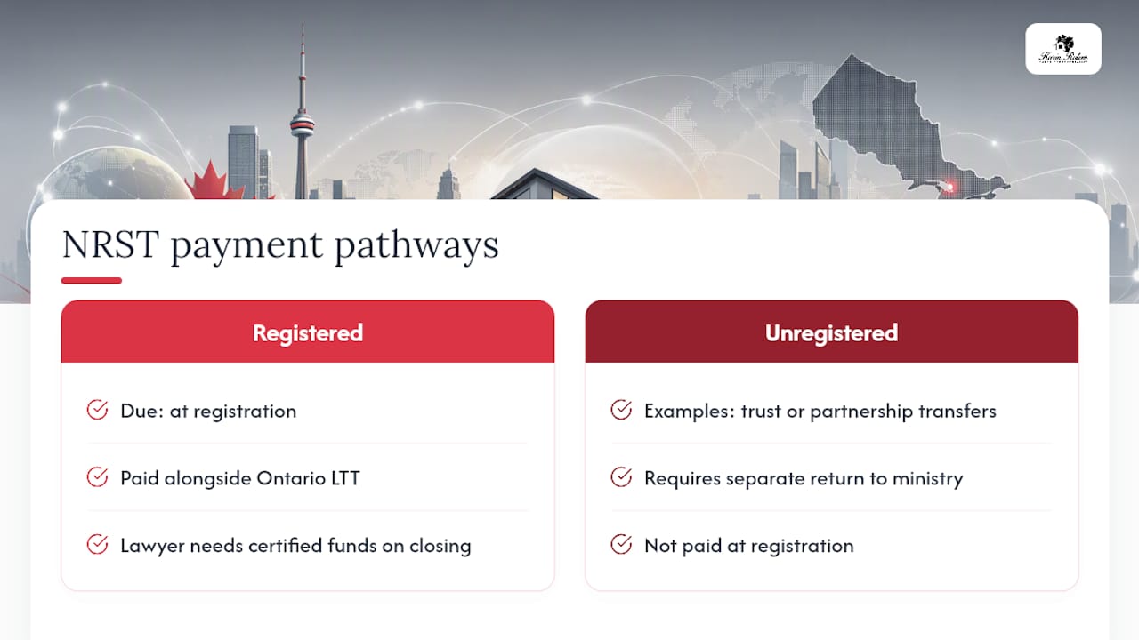 NRST payment pathways at closing