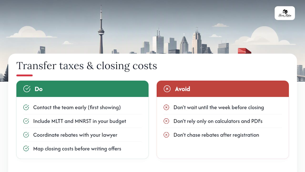 How Karin Rotem's team helps you handle transfer taxes and closing costs — overview diagram