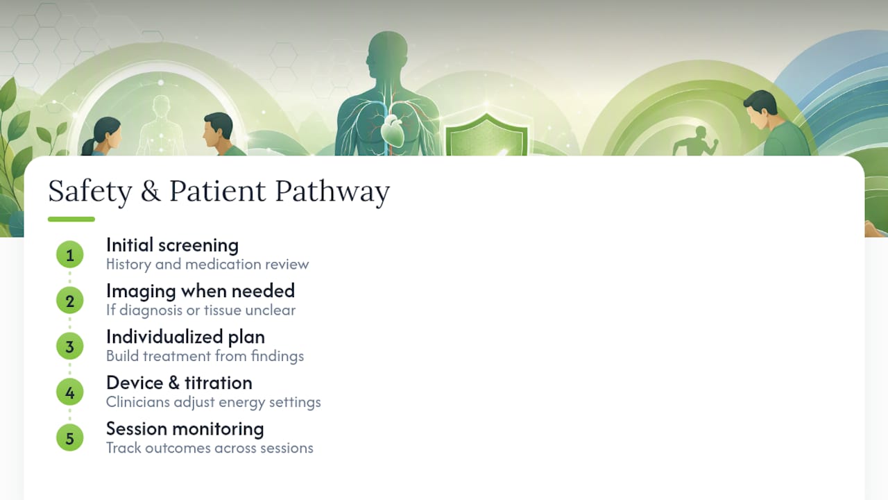 Shockwave therapy patient safety screening pathway