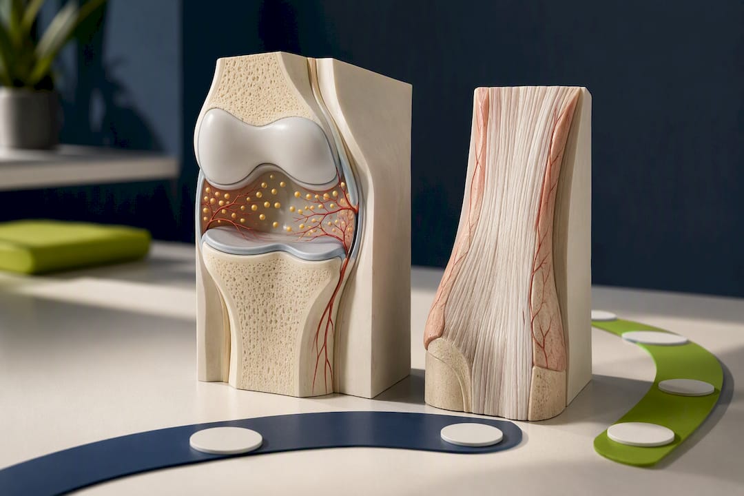 Illustration comparing joint and tendon healing environments