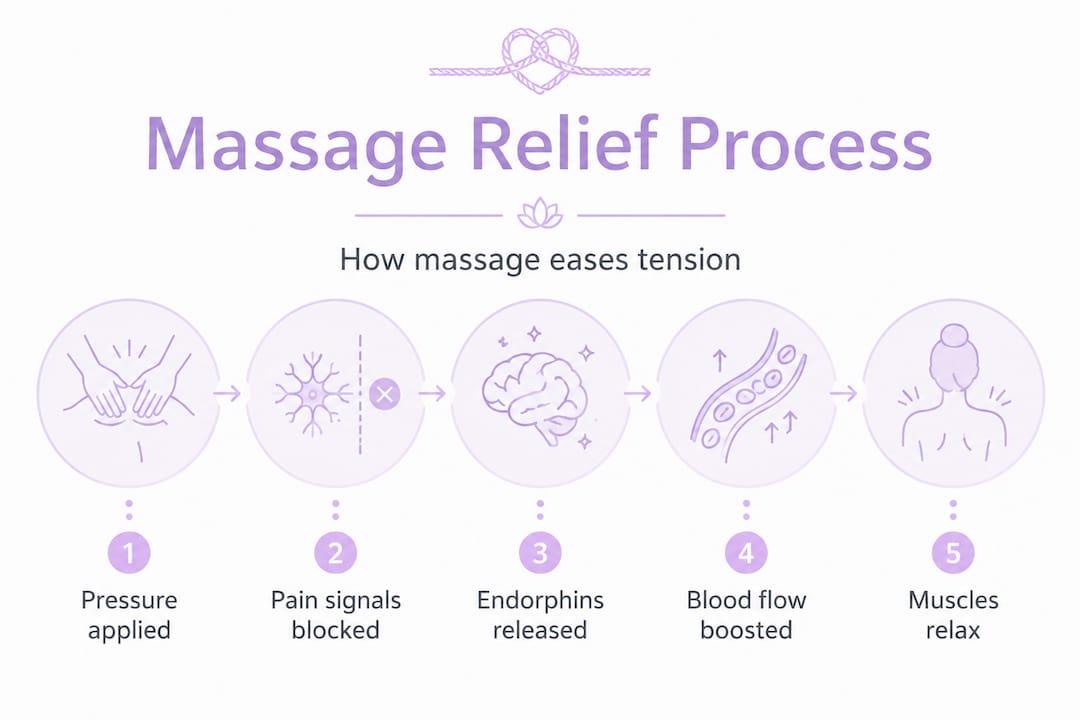 Infographic showing stages of massage tension relief