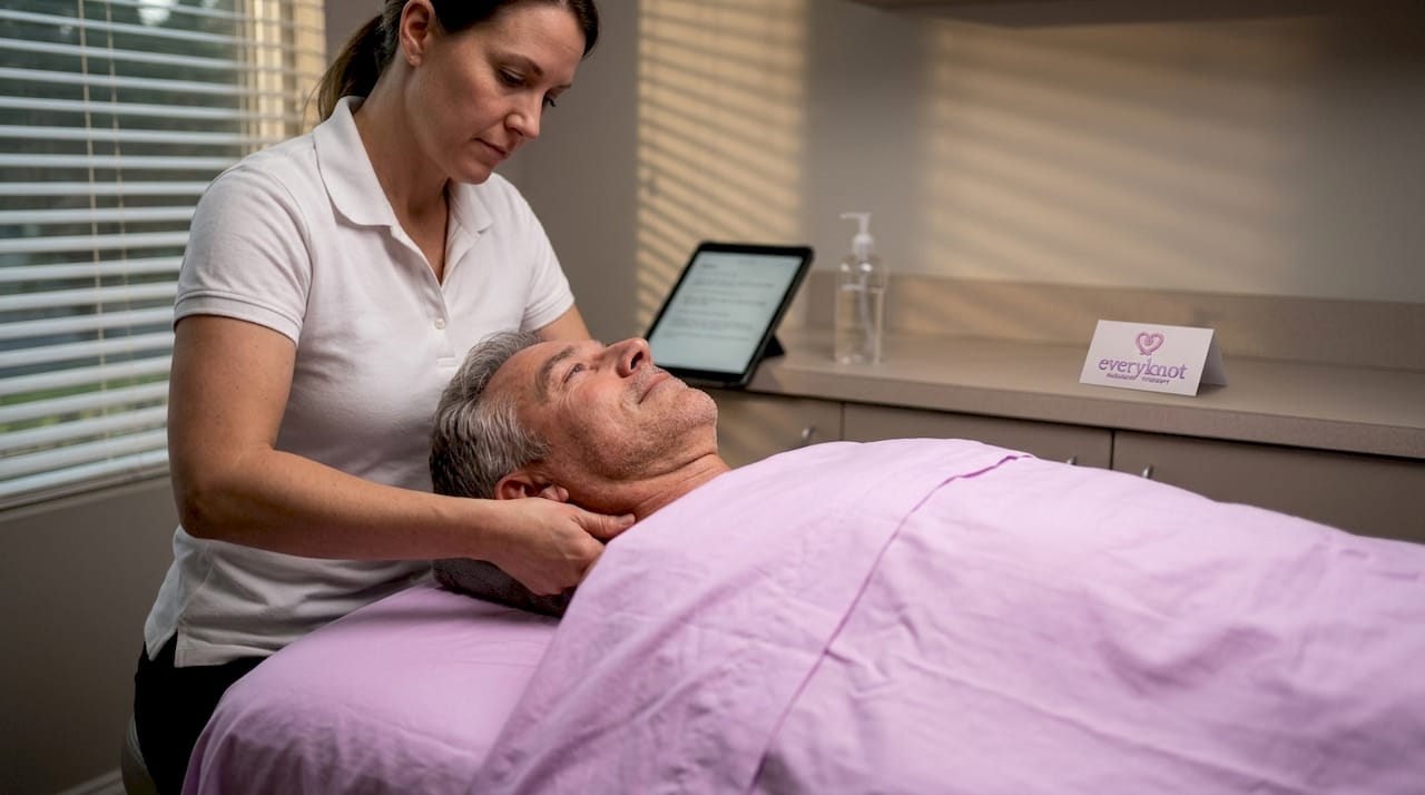 Therapist delivers neck massage for pain relief