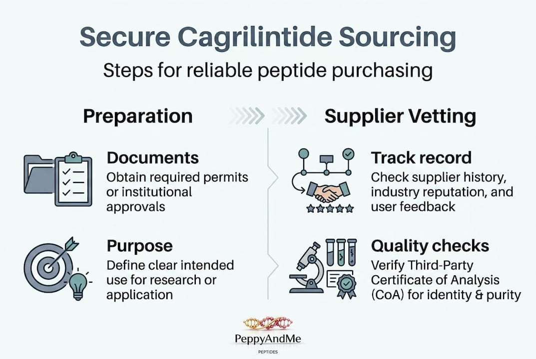 Infographic showing secure cagrilintide sourcing steps