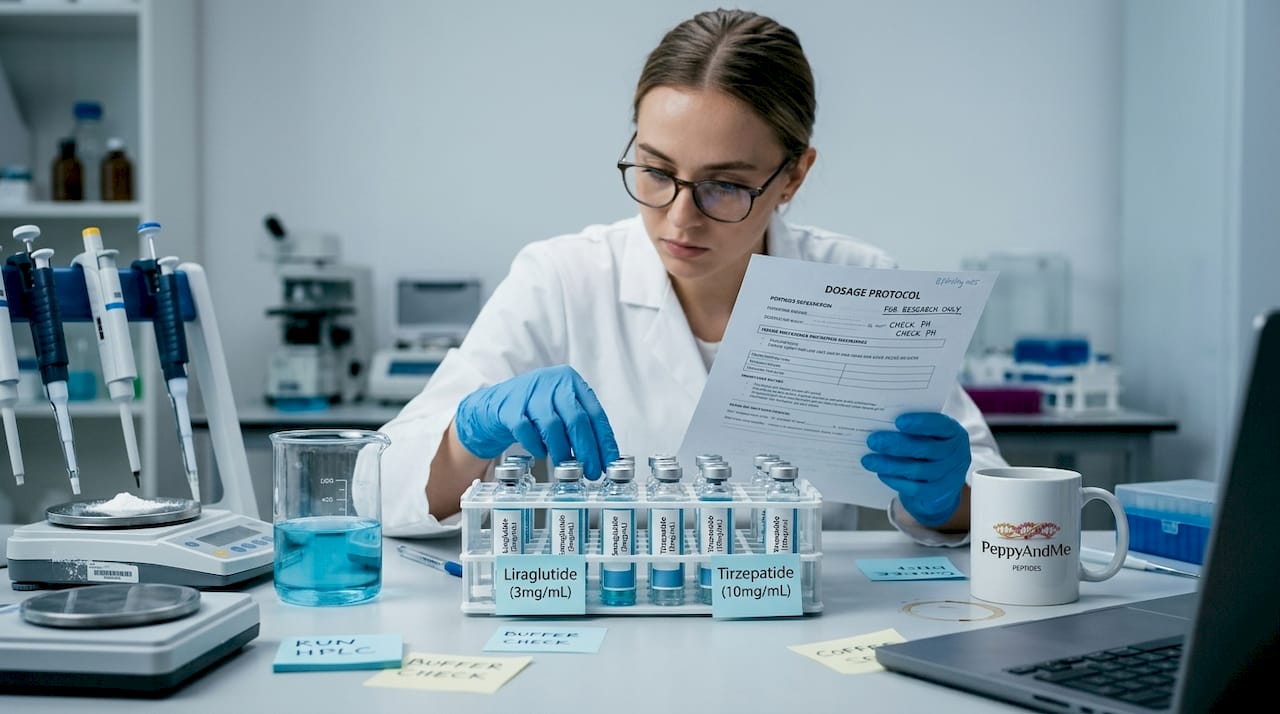 Lab researcher preparing MOTS-c dosage samples