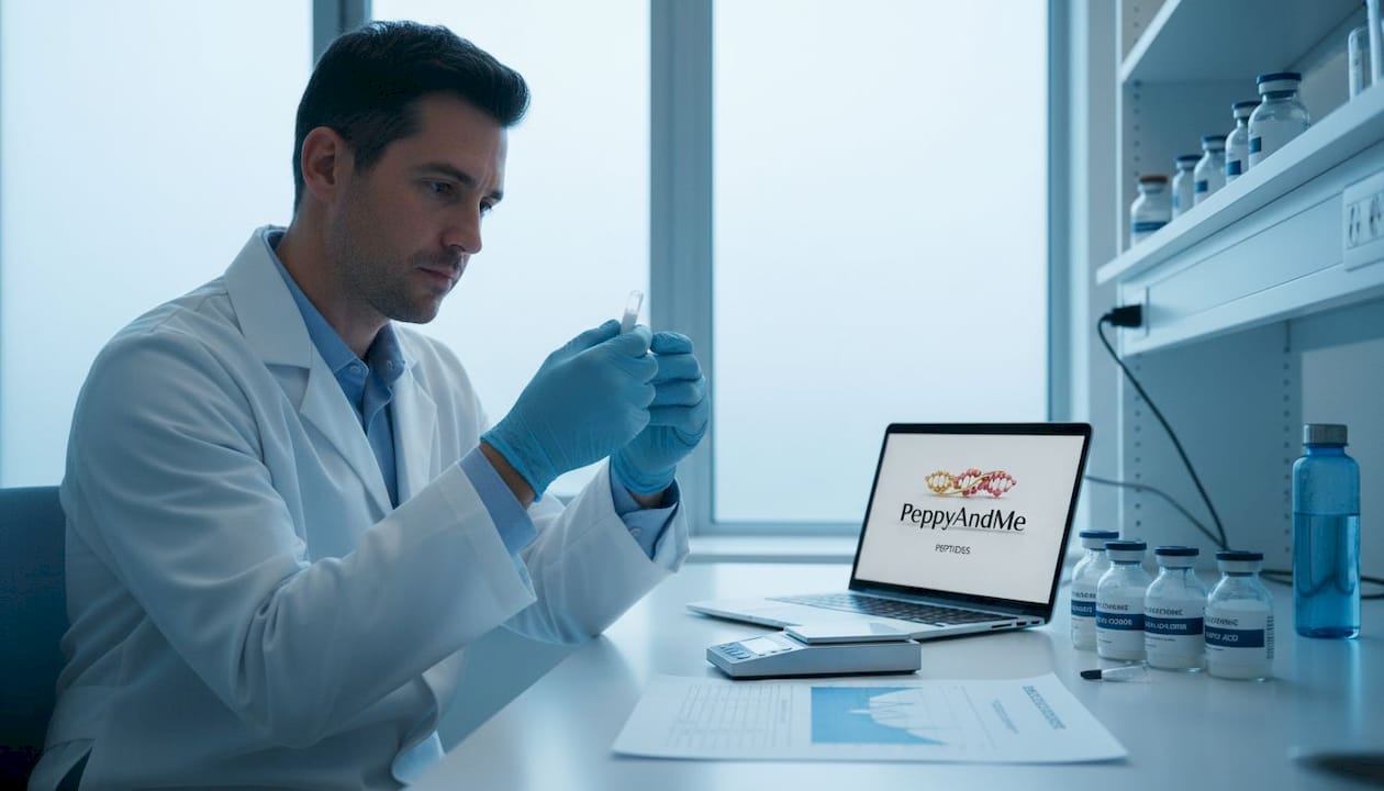 Researcher examines glutathione capsule in lab