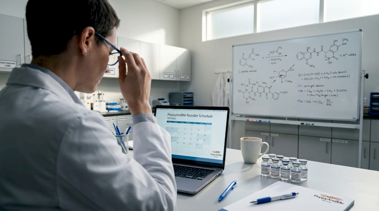 Lab researcher managing scheduled peptide reorders