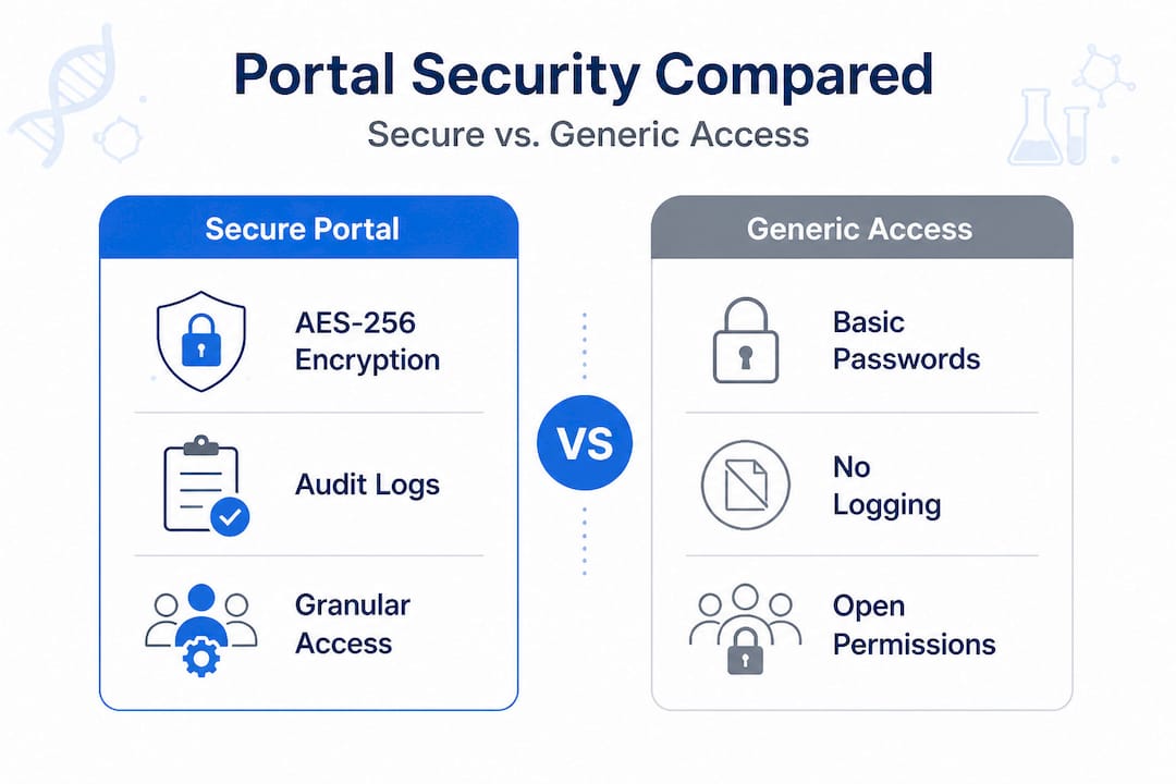 Infographic comparing secure portals to generic access systems