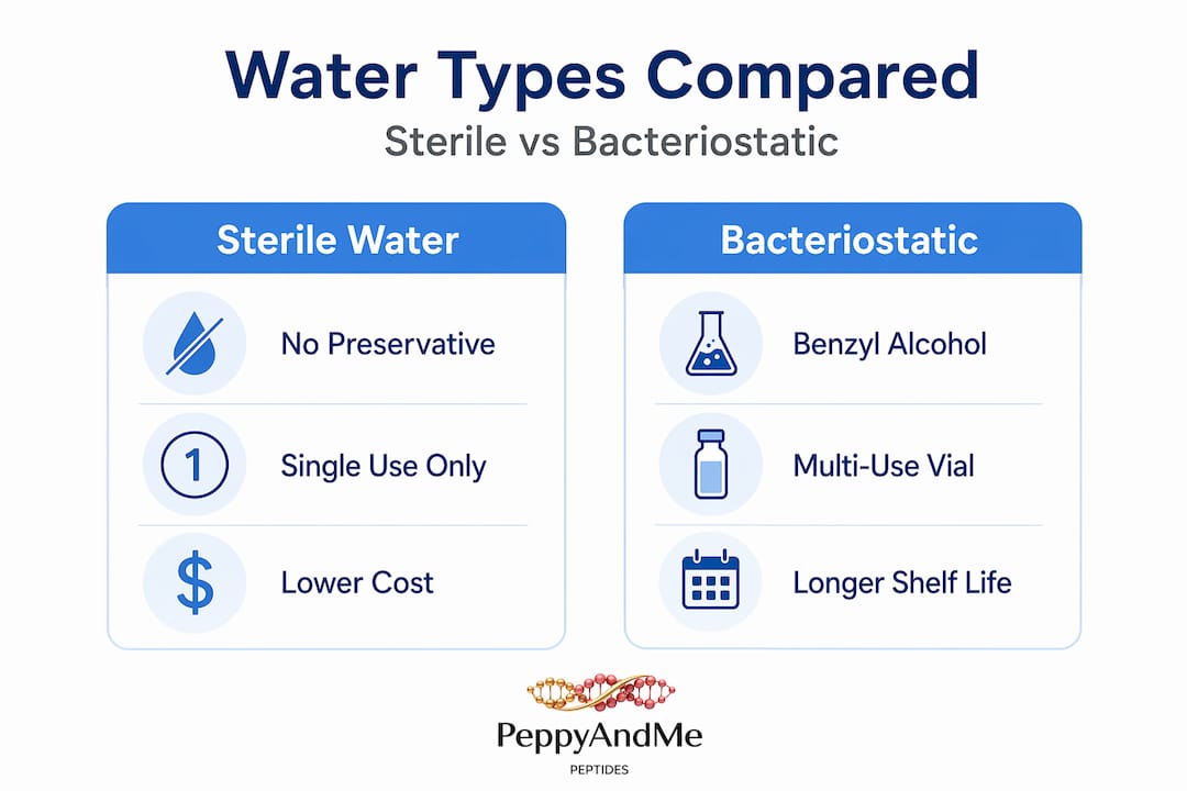 Sterile vs bacteriostatic water comparison infographic