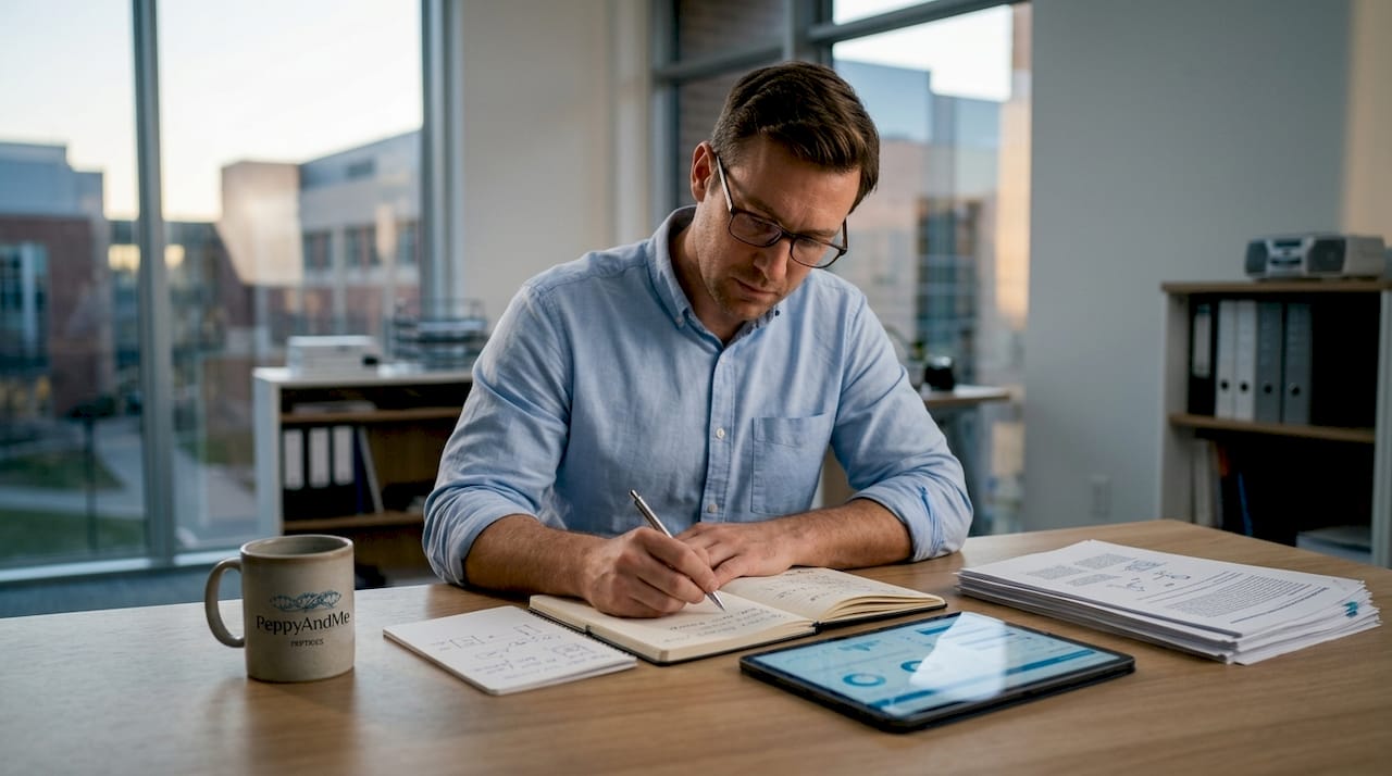 Researcher updates password record in notebook