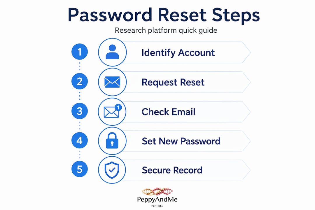 Infographic showing password reset steps for research accounts