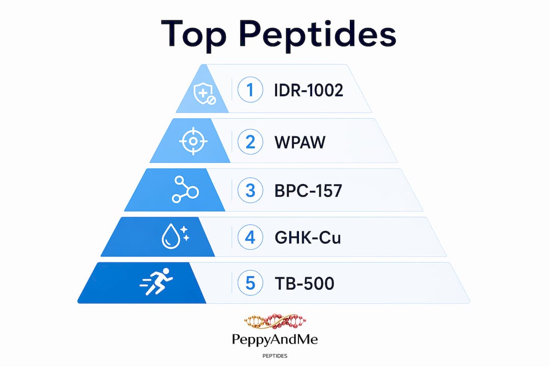Infographic showing hierarchy of key peptides in inflammation research