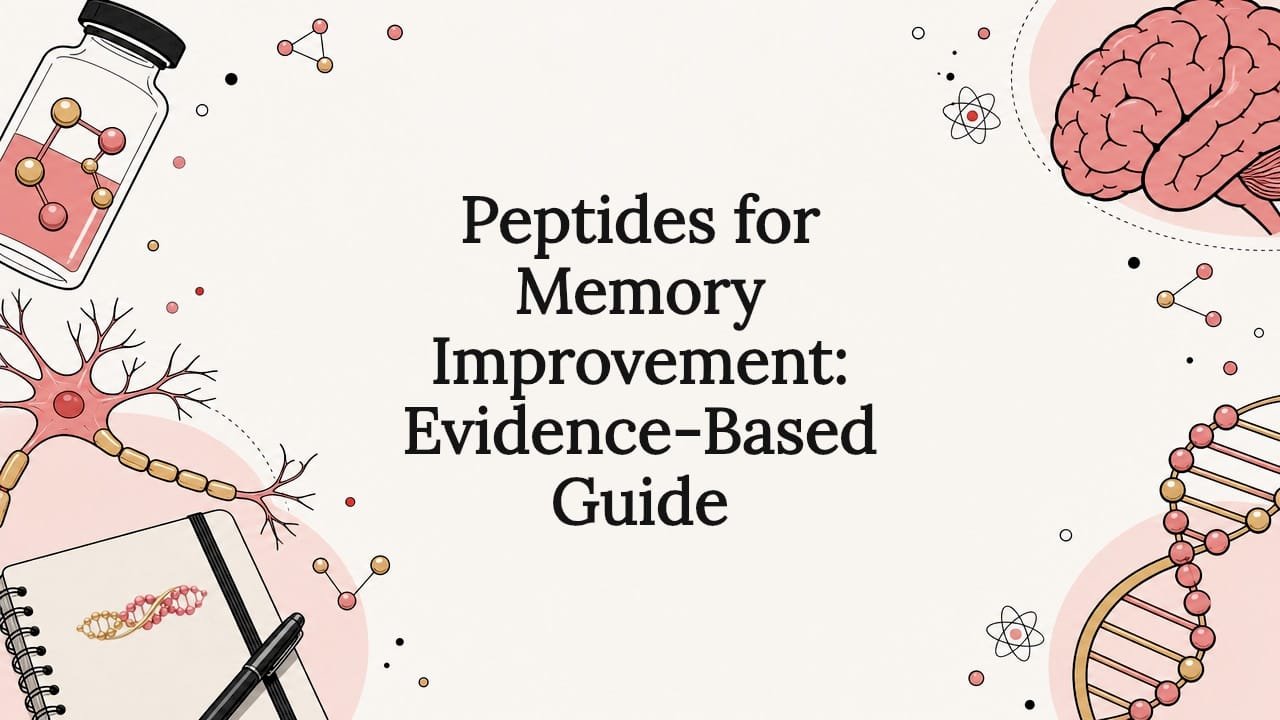 Decorative peptide and brain illustration title card