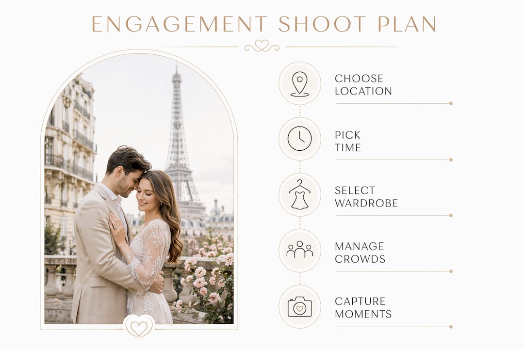 Infographic outlining engagement shoot planning steps