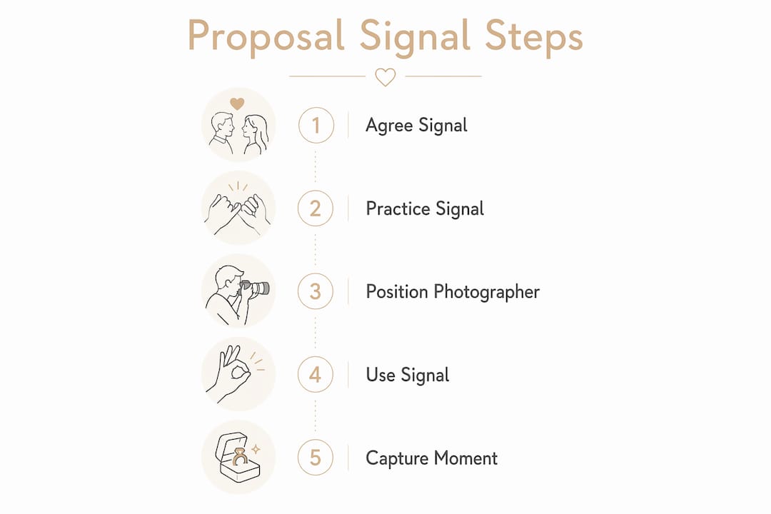Infographic detailing steps for signaling photographer during proposal