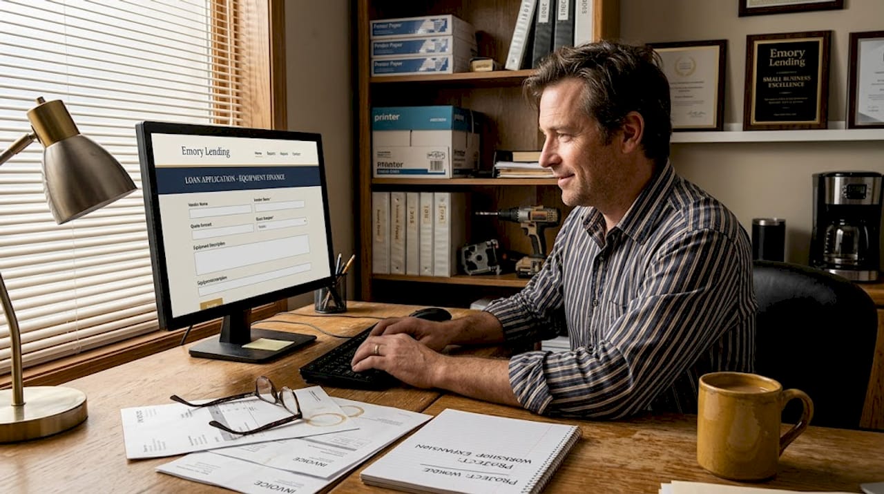 Small business owner filling out loan paperwork