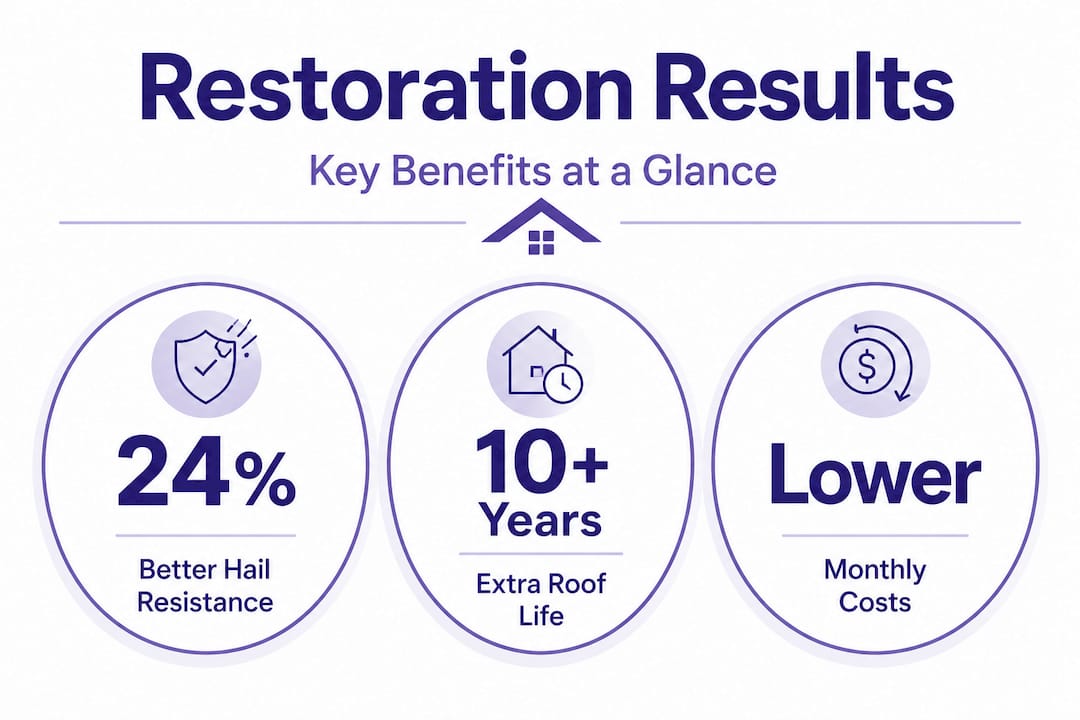 Infographic with hail resistance, roof life, cost stats