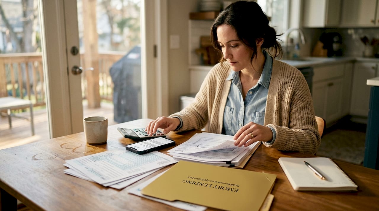 Woman organizing loan application documents