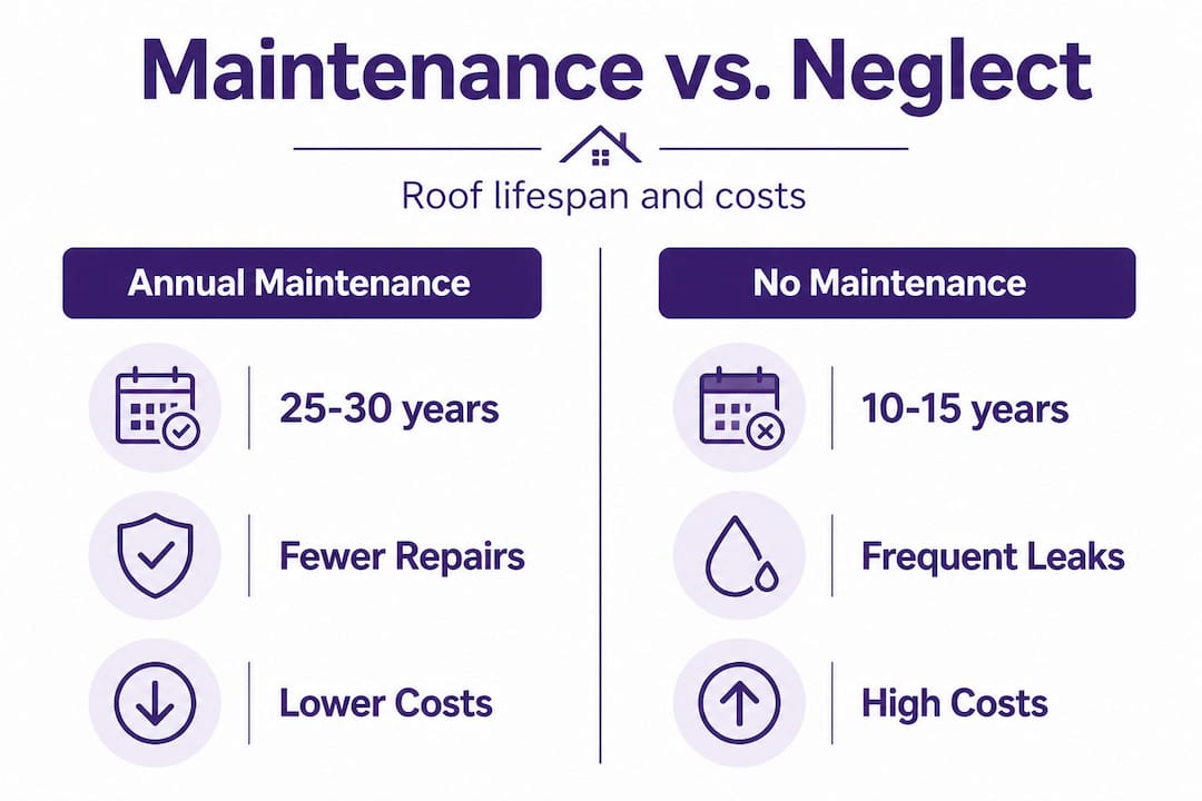 Infographic compares roof maintenance with neglect