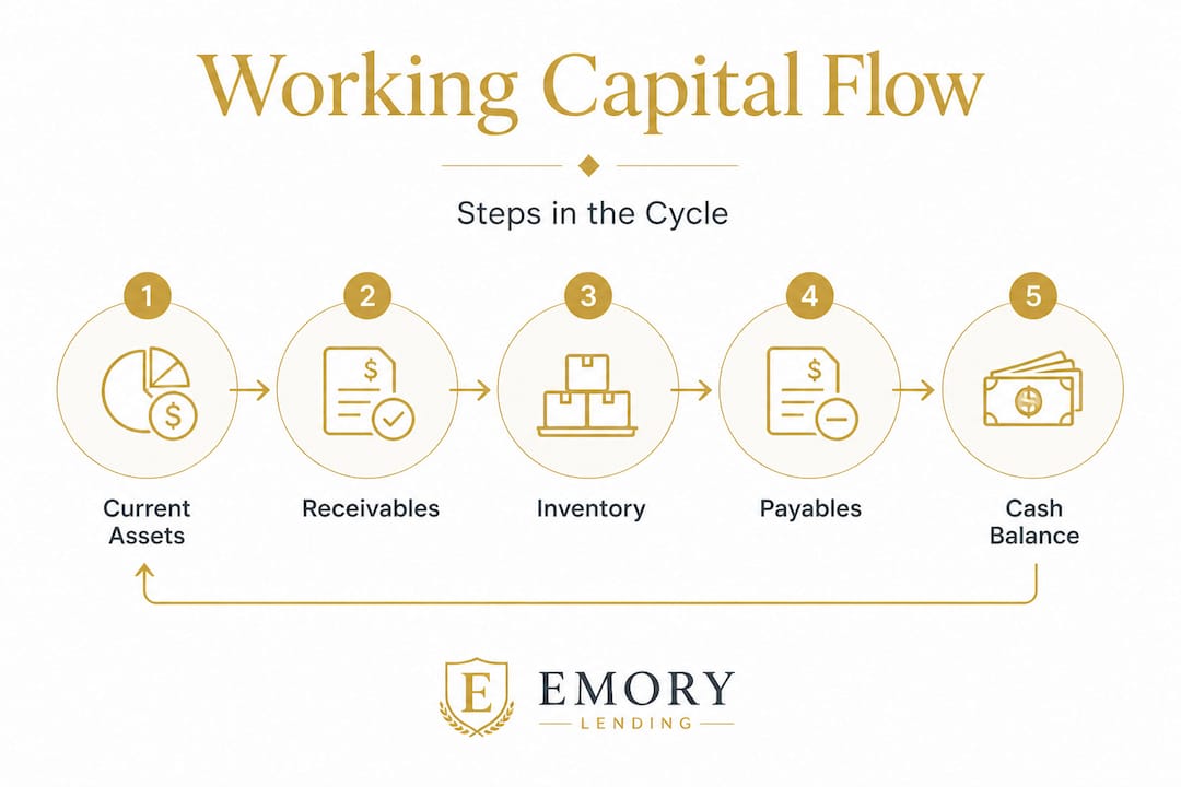 Infographic showing working capital cycle steps
