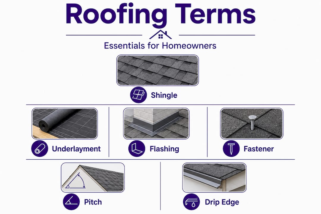 Hierarchy infographic of core roofing terms