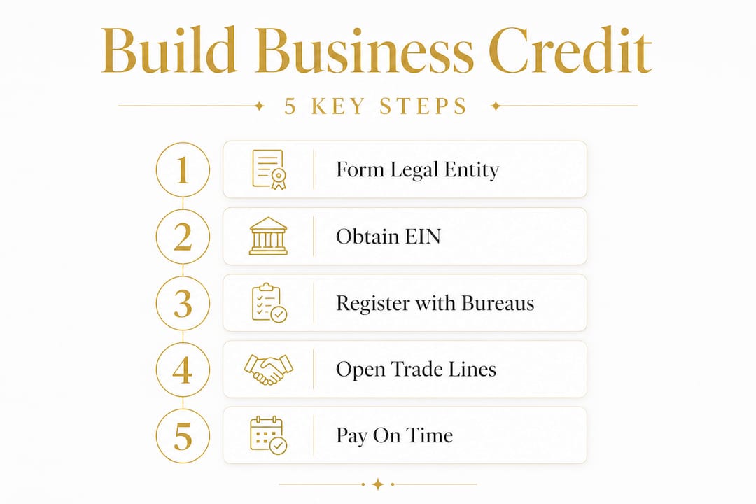 Infographic of five business credit improvement steps