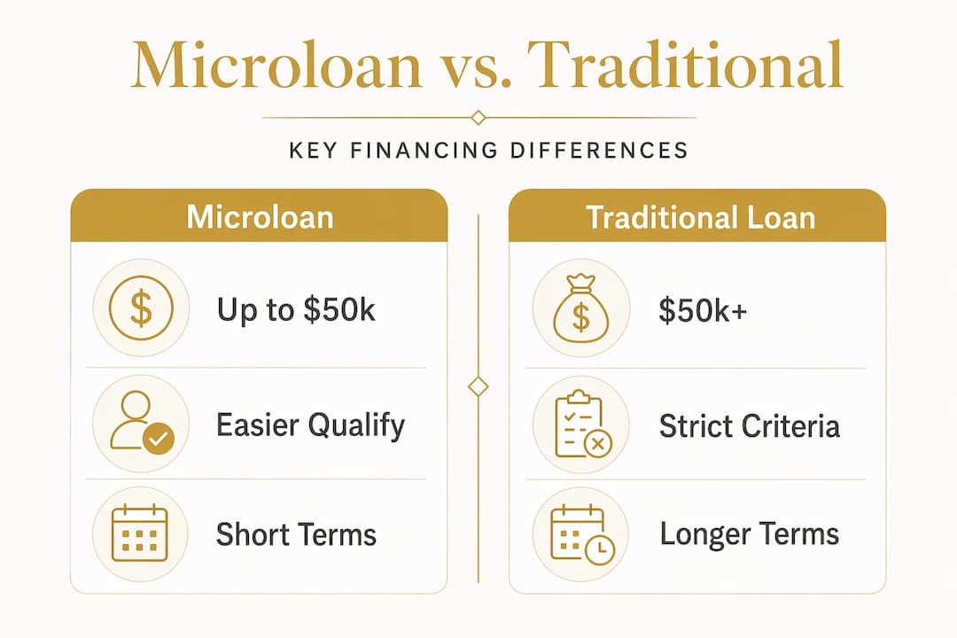 Infographic comparing microloans and traditional loans