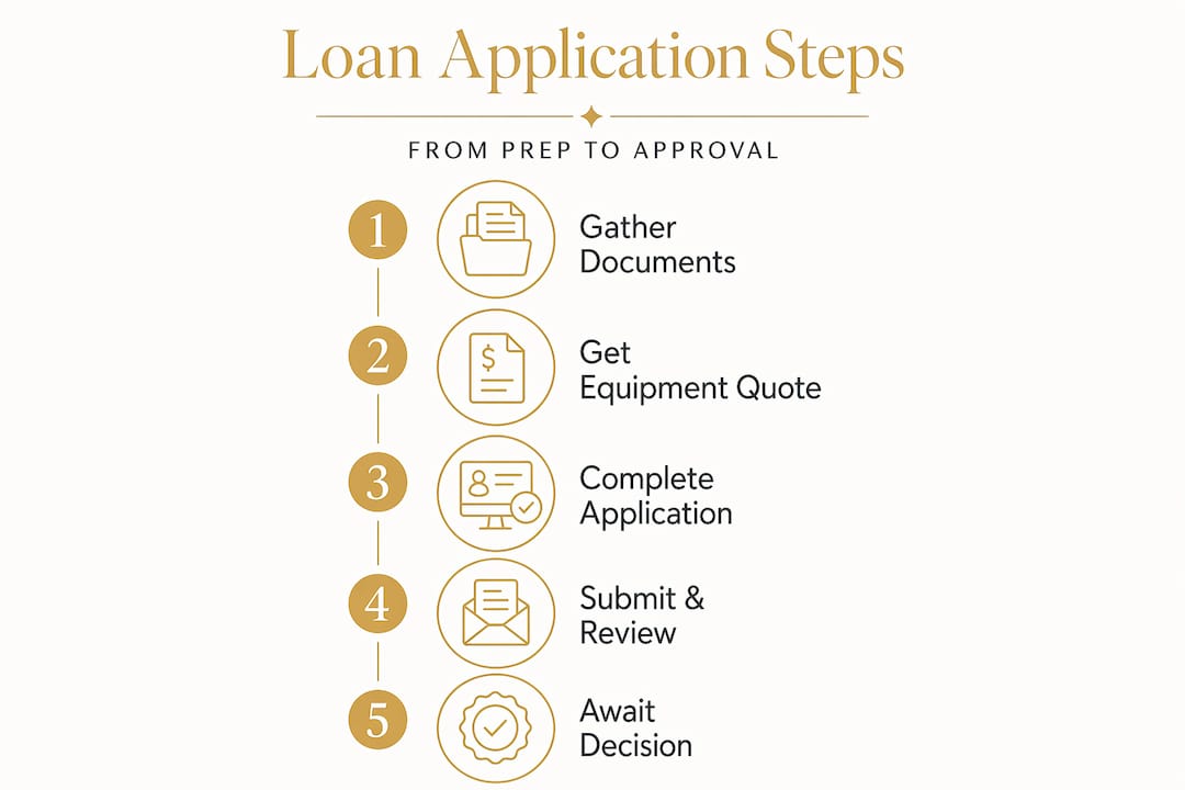Infographic showing equipment loan application steps
