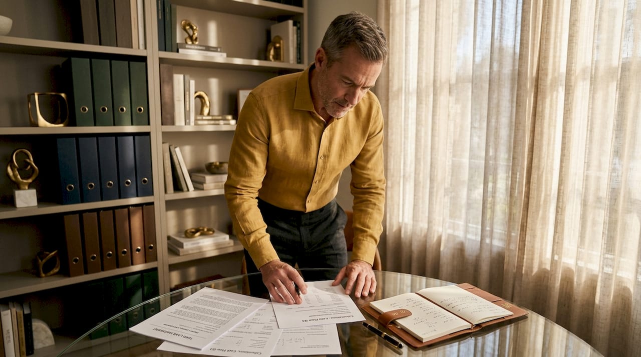 Man reviewing term loan documents