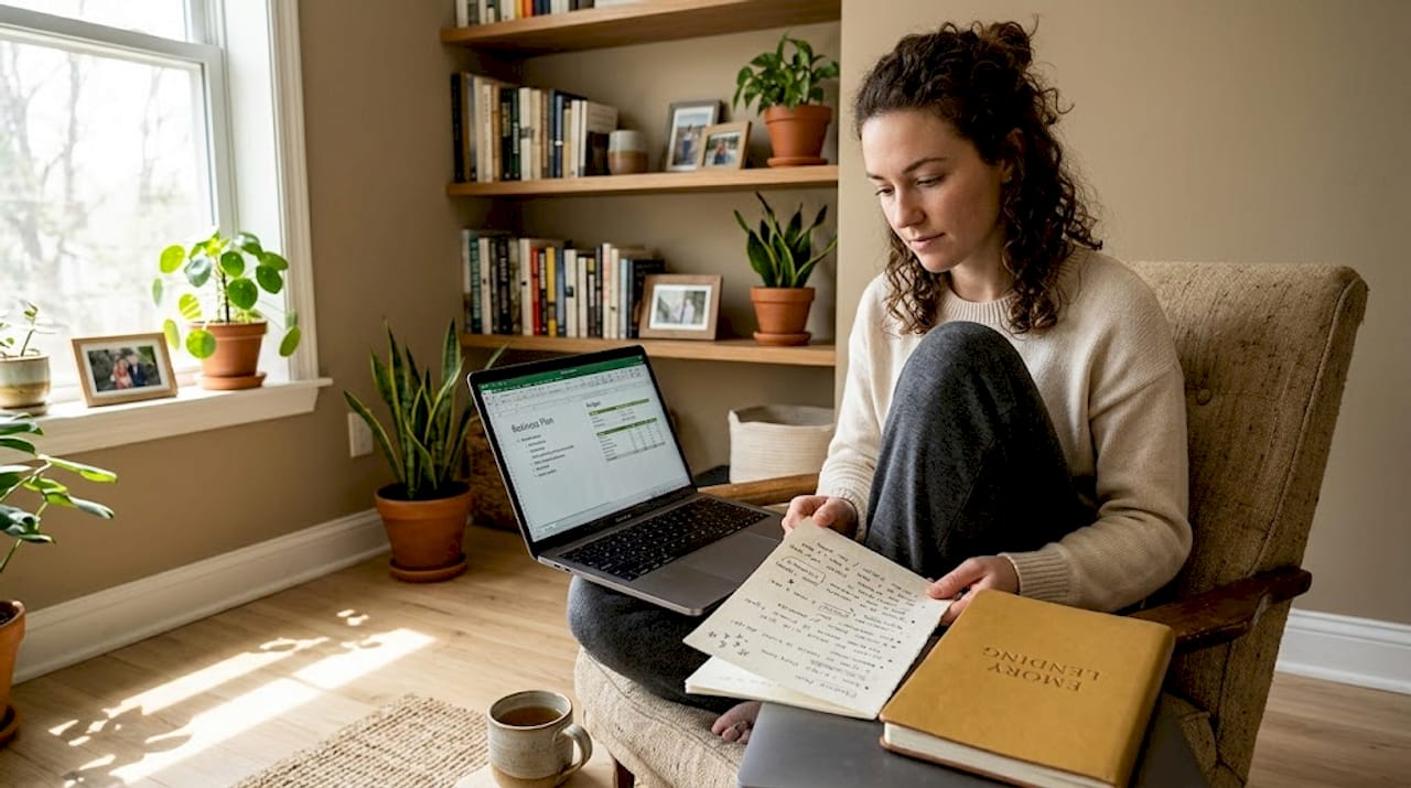 Entrepreneur bootstrapping in casual home workspace