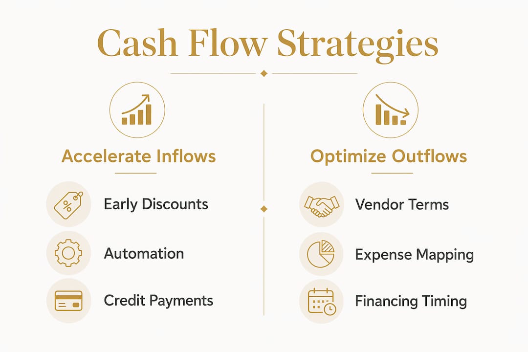 Infographic comparing cash inflow and outflow strategies
