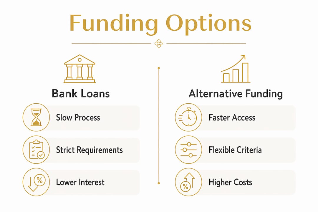 Infographic comparing bank loans and alternative funding