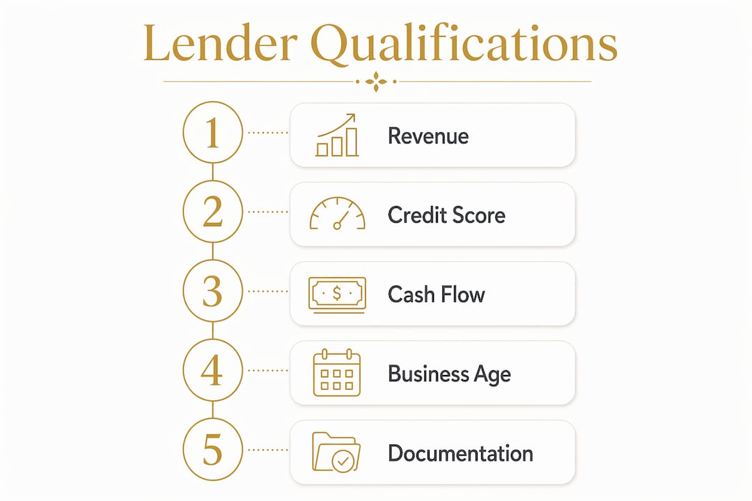Infographic showing lender qualifications for payroll funding